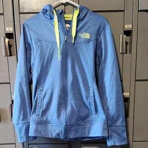 The North Face Blue Hoodie with Neon Accents